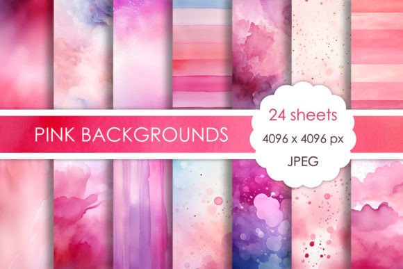 Download Set of Watercolor Pink Backgrounds - Backgrounds Collection