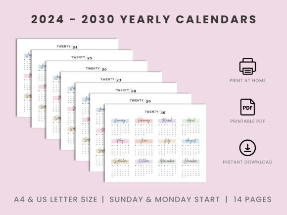 Download 2024 - 2030 Yearly Landscape Calendars - 2030 Collection