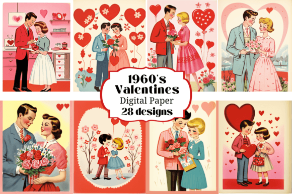 Download 1960's Valentine Cards Backgrounds - Backgrounds Collection